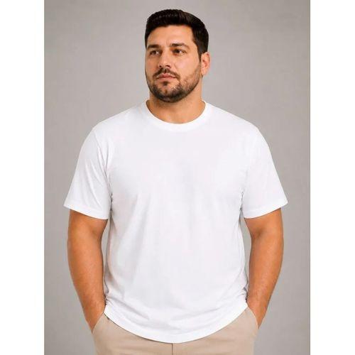 Erkek Battal Big Size Basic Tişört Bisiklet Yaka Rahat Kalıp T-Shirt - Beyaz