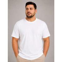 Erkek Battal Big Size Basic Tişört Bisiklet Yaka Rahat Kalıp T-Shirt - Beyaz