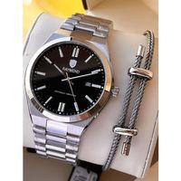 Raymond Nişan Ve Damatlara Özel Çelik Kordon 2 Yıl Garantili 5 Atm Erkek Kol Saati+Bileklik RMD.24