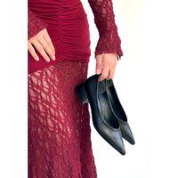 Ferla Siyah Cilt Topuklu Ayakkabı