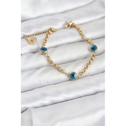 316L Çelik Nazar Model Gold Renk Kadın Bileklik