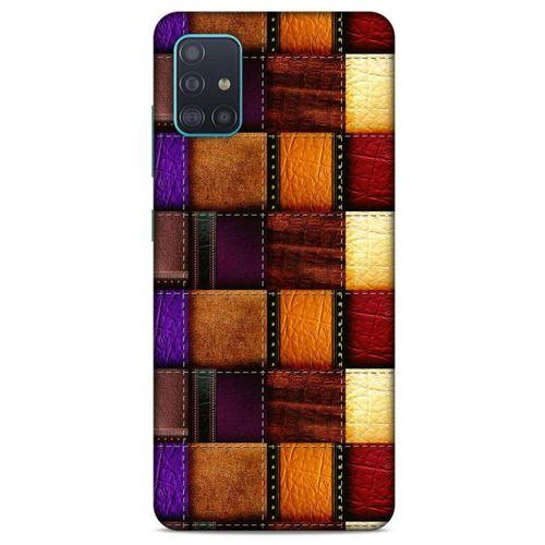 Samsung Galaxy A51 Kılıf Patchwork (44) Tough Armor Kılıf Mor Kahve