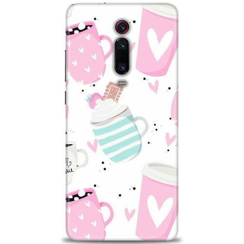 Xiaomi Mi 9T Kılıf HD Baskılı Kılıf - Pembe Bardaklar + Tam Ekran Koruyucu
