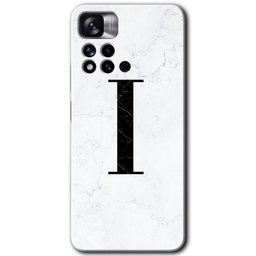 Potkal Hediye Fabrikası Xiaomi Redmi Note 11 Pro Plus 5G Kılıf HD Desen Baskılı Arka Kapak - Beyaz Mermer Desenli İ Harfi