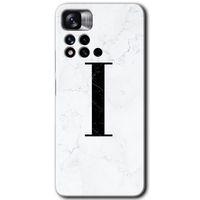 Potkal Hediye Fabrikası Xiaomi Redmi Note 11 Pro Plus 5G Kılıf HD Desen Baskılı Arka Kapak - Beyaz Mermer Desenli İ Harfi