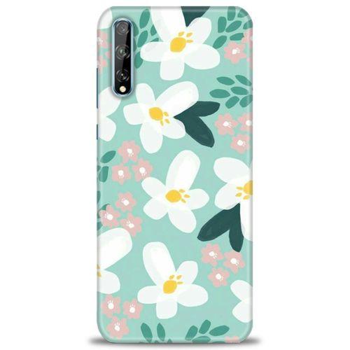Huawei Y8P Kılıf HD Baskılı Kılıf - Pembe Beyaz Papatyalar + Tam Ekran Koruyucu