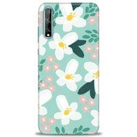 Huawei Y8P Kılıf HD Baskılı Kılıf - Pembe Beyaz Papatyalar + Tam Ekran Koruyucu