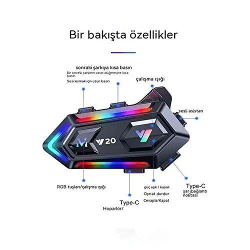 Y20 Motor Kurye Kask Kulaklık Rgb Modlu Bluetooth Motosiklet Kulaklık 5 3 Bluetooth Interkom