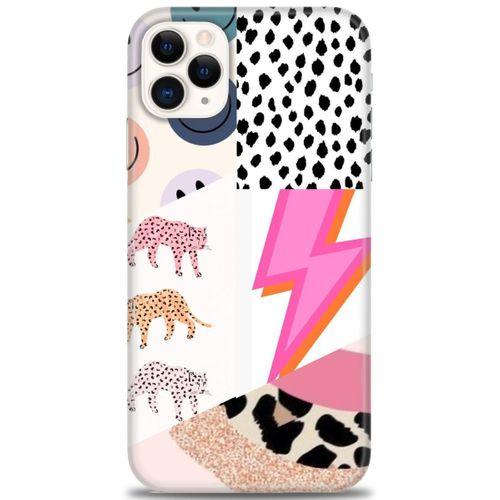 iPhone 11 Pro Max Kılıf HD Baskılı Kılıf - Kaplan Benek Şimşek + Tam Ekran Koruyucu