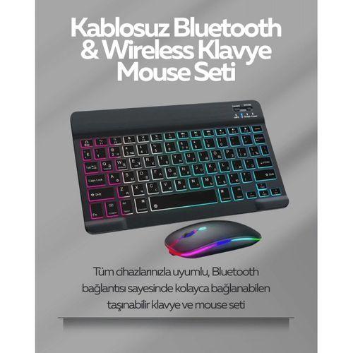 Tüm Cihazlarla Uyumlu Rgb Işıklı Kablosuz Klavye Ve Mouse Seti