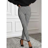 Kadın Yüksek Bel Kaz Ayağı Desenli Yanları şeritli Dalgıç Pantolon