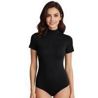 Berrak 2054 Likralı Balıkçı Yaka Yarım Kol Çıtçıtlı Body