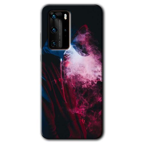 MRCİLETİSİM Huawei P40 Pro Kılıf HD Desen Baskılı Arka Kapak + Temperli Cam - Smoke-Man