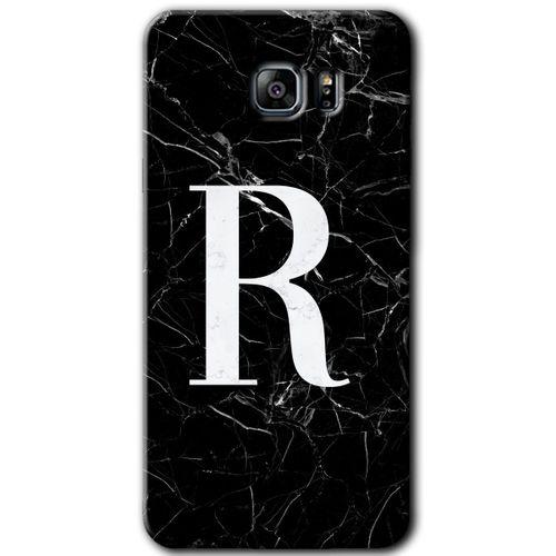 Potkal Hediye Fabrikası Samsung Galaxy Note 5 Kılıf HD Desen Baskılı Arka Kapak - Siyah Mermer Desenli R Harfi