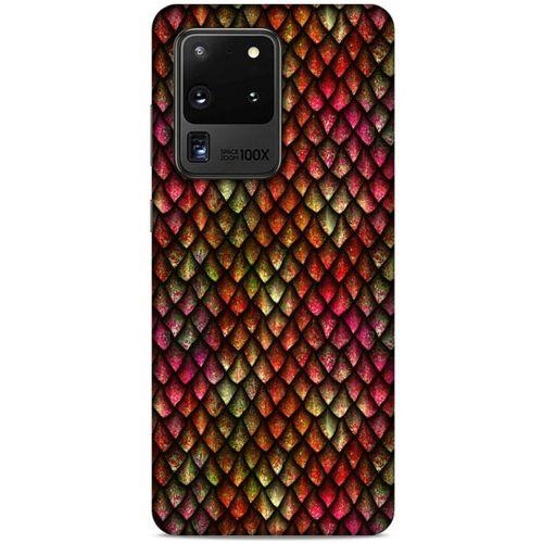 Samsung Galaxy S20 Ultra Kılıf Dragons (8) Baskılı Kılıf Ejderha Deri Pembe
