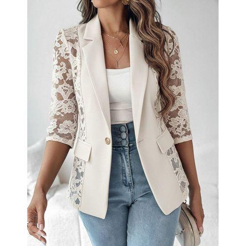 Kadın Uzun Kollu Truvakar Kol önden Düğmeli Cepli Dantelli Atlas Ceket