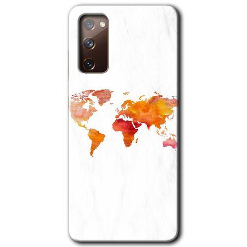 Samsung Galaxy S20 FE HD Baskılı Kılıf + 9D Tam Ekran Koruyucu - Dünya Haritası