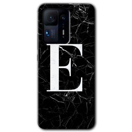 Xiaomi Mi Mix 4 HD Baskılı Kılıf + 9D Tam Ekran Koruyucu - Siyah Mermer Desenli E Harfi