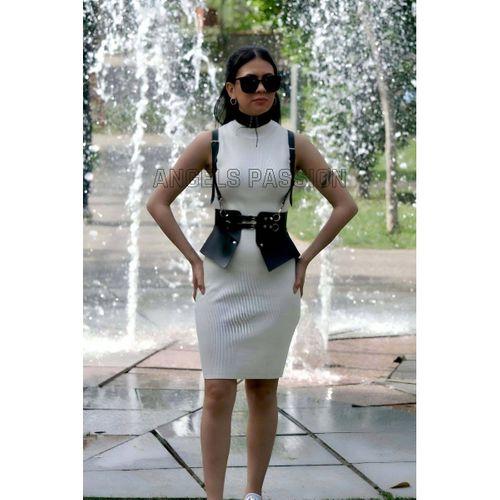 Elbise, T-shirt Ve Gömlek Üzeri Deri Şık Kemer Ve Choker Takım - Brf622