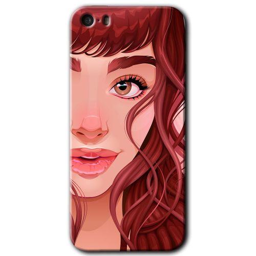 Potkal Hediye Fabrikası iPhone 5 HD Baskılı Kılıf + 9D Tam Ekran Koruyucu - Kızıl Kız