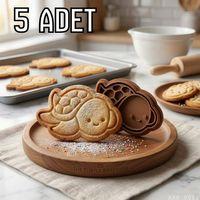 5Li Sevimli Deniz Kaplumbağası Hamur Şekillendirici Kurabiye Ve Oyun Hamuru Kalıbı 9 cm