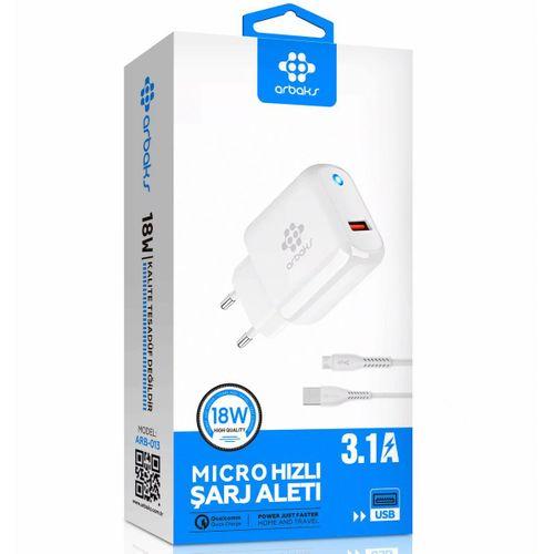 18W Micro Hızlı Şarj Aleti 3.1A USB Adaptör Arbaks ARB-013