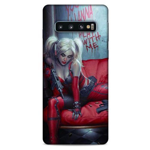 Samsung Galaxy S10 Uyumlu Kılıf Harley Quinn (22) Tam Koruma Kılıfı Kırmızımsı kahverengi