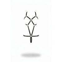 Siyah Body Harness Metal Halkalı Çapraz Vücut Kuşamı - Brf240