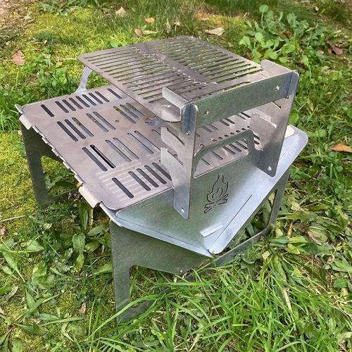 Kamp Ayısı® GrillogyBox™ Katlanır Pratik Asansörlü Mangal, 2mm Çelik, Özel Çantalı