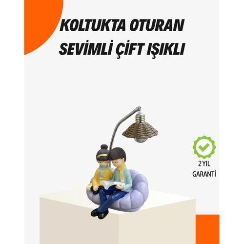 Sevgiliye Özel Çift Figürlü Led Masa Lambası Okuyan Çift Tasarım