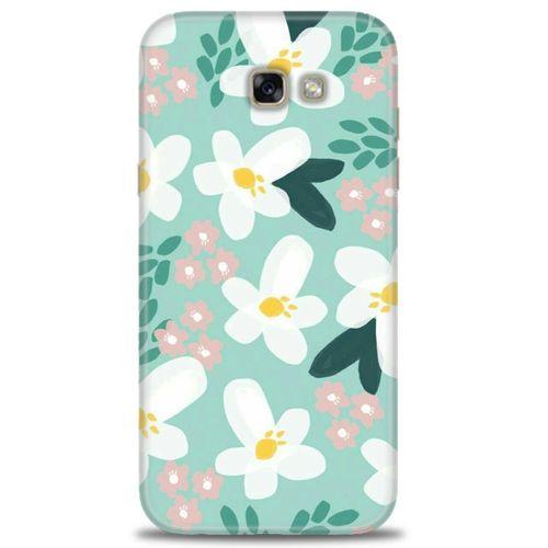 Samsung Galaxy A7 2017 / A720 Kılıf HD Baskılı Kılıf - Pembe Beyaz Papatyalar + Tam Ekran Koruyucu