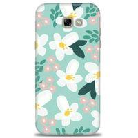 Samsung Galaxy A7 2017 / A720 Kılıf HD Baskılı Kılıf - Pembe Beyaz Papatyalar + Tam Ekran Koruyucu