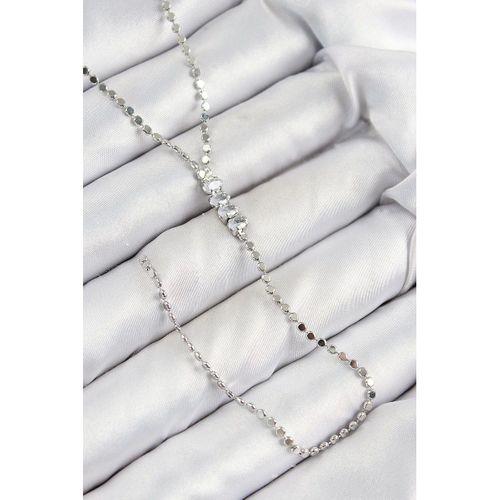 Pirinç Zirkon Taşlı Ezme Zincirli Model Gümüş Renk Y Kolye