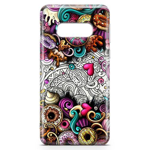 Samsung Galaxy S10e Kılıf Donut Doodle Arka Kapak Koruma Desenli Full Koruyucu