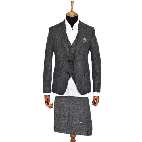 Erkek Silim Fitt Çift Yırtmaçlı Yelekli Takım Elbise BGL-ST03413