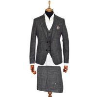 Erkek Silim Fitt Çift Yırtmaçlı Yelekli Takım Elbise BGL-ST03413