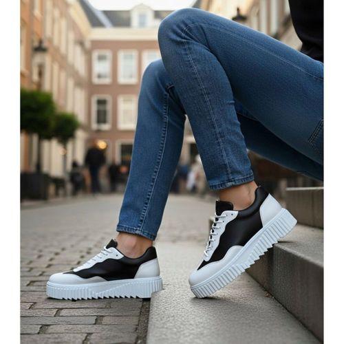 BA0802 BOA Siyah Renk Beyaz Parçalı Yüksek Taban Erkek Günlük Ayakkabı