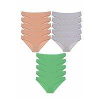 15 adet Eko Set Likralı Kadın Slip Külot Ten Gri Yeşil