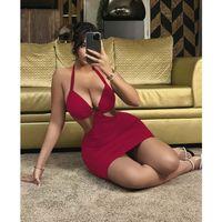 Kadın Kırmızı Halka Detaylı Fantezi Gece Elbisesi 5116