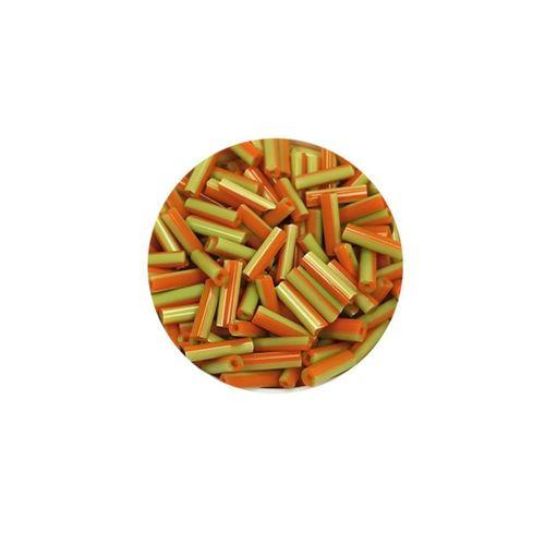 Uzun Boru Kesme Boncuk Çap 2mm Uzunluk 10 mm - 60 Gram - Yeşil Turuncu - BNC300
