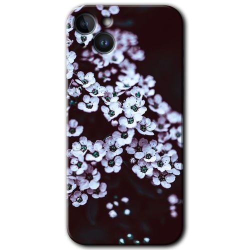 iPhone 14 HD Baskılı Kılıf + 9D Tam Ekran Koruyucu - Beyaz Çiçek