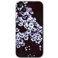 iPhone 14 HD Baskılı Kılıf + 9D Tam Ekran Koruyucu - Beyaz Çiçek