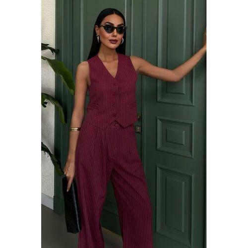 Yelek Ve Pantolon Çizgili Double Takım 10017