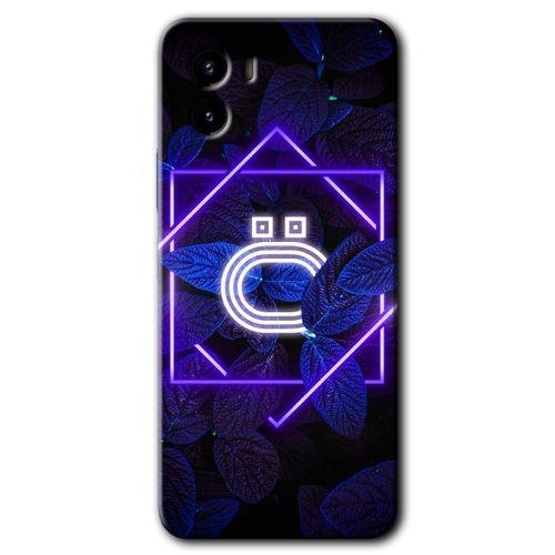Vivo Y15s Kılıf HD Desen Baskılı Arka Kapak - Dark Neon Yaprak Ö Harfi + Kırılmaz Cam