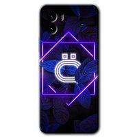 Vivo Y15s Kılıf HD Desen Baskılı Arka Kapak - Dark Neon Yaprak Ö Harfi + Kırılmaz Cam