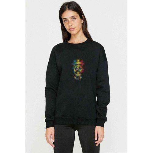 Skull Baskılı Siyah Kadın Sweashirt