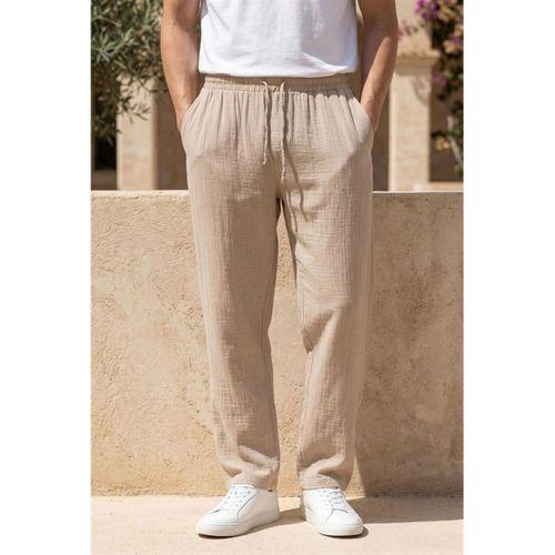 Baggy Kalıp Müslin Kumaş Pantolon - Orta Bej