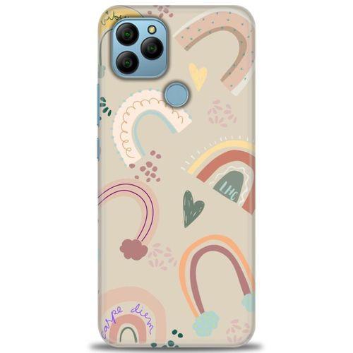 General Mobile GM 22 Kılıf HD Baskılı Kılıf - Kahve Gökkuşağı + Tam Ekran Koruyucu