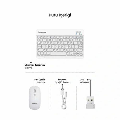 Beyaz Kablosuz Klavye Ve Mouse Seti