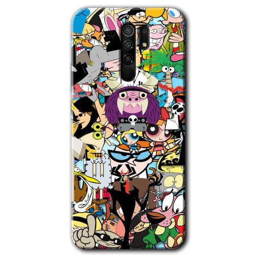 MRCİLETİSİM Xiaomi Redmi 9 Kılıf HD Desen Baskılı Arka Kapak+Temperli Cam - Süper Çizgi Kahramanlar